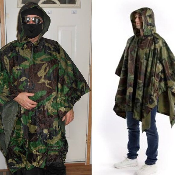 New Camouflage Poncho Raincoat - One Size Fits All. - Picture 2 of 4